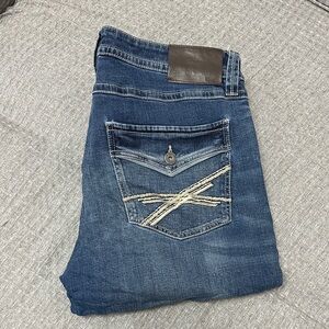 T.K Axel MFG Co. Men's Blue Jeans with Embroidered Back Pocket sz 34x32 slim bt